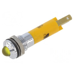 Lampă LED convexă galbenă 12VDC 12VAC Ø8mm IP67 | Electronic-mag.ro | Componente Electronice
