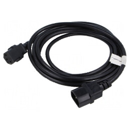 Cablu IEC C13 mamă la IEC C14 tată, 1,8m, negru, PVC, Øfir 1mm | Electronic-mag.ro | Componente Electronice