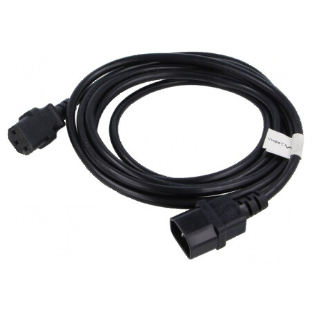 Cablu IEC C13 mamă la IEC C14 tată, 1,8m, negru, PVC, Øfir 1mm | Electronic-mag.ro | Componente Electronice