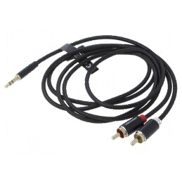 Cablu Jack 3,5mm la RCA x2, 1,5m, placare aurită, textil | Electronic-mag.ro | Componente Electronice