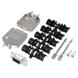Kit mufa mamă D-Sub 9 PIN lipire pe cablu neagră | Electronic-mag.ro | Componente Electronice