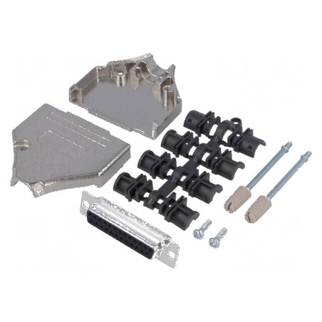 Mufă mamă D-Sub 25 pini drept lipire pe cablu - Kit complet | Electronic-mag.ro | Componente Electronice