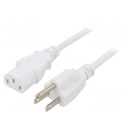 Cablu IEC C13 3x18AWG 1,8m mamă NEMA 5-15 alb PVC | Electronic-mag.ro | Componente Electronice