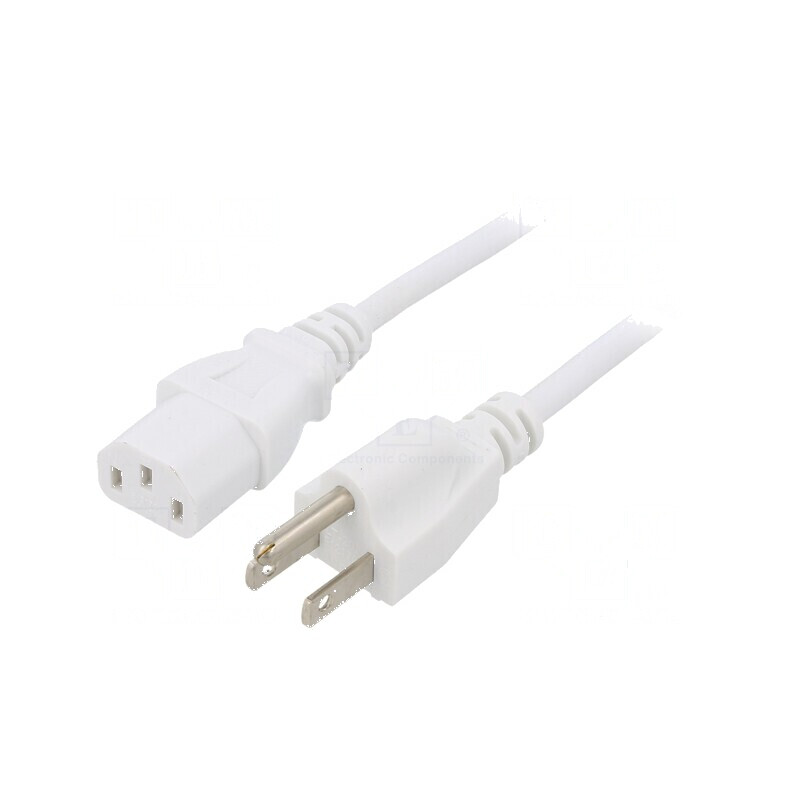 Cablu IEC C13 3x18AWG 1,8m mamă NEMA 5-15 alb PVC | Electronic-mag.ro | Componente Electronice Cablu IEC C13 3x18AWG 1,8m mamă NEMA 5-15 alb PVC | Electronic-mag.ro | Componente Electronice