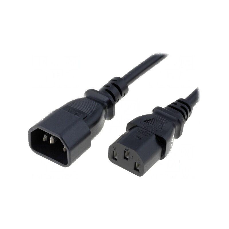 Cablu IEC C13 mamă - IEC C14 tată 1,8m 10A negru 3x0,75mm2 PVC | Electronic-mag.ro | Componente Electronice Cablu IEC C13 mamă - IEC C14 tată 1,8m 10A negru 3x0,75mm2 PVC | Electronic-mag.ro | Componente Electronice