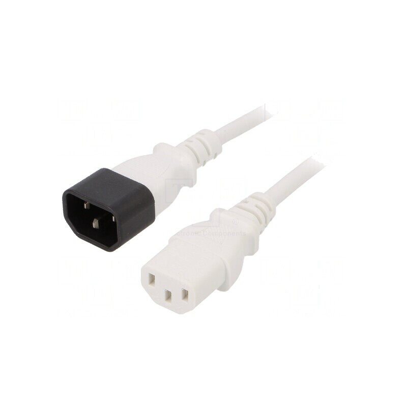 Cablu IEC C13 mamă - C14 tată 1,8m alb 10A 3x0,75mm2 PVC | Electronic-mag.ro | Componente Electronice Cablu IEC C13 mamă - C14 tată 1,8m alb 10A 3x0,75mm2 PVC | Electronic-mag.ro | Componente Electronice