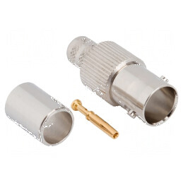 Conector BNC mamă drept 75Ω pentru lipire și crimpare pe cablu | Electronic-mag.ro | Componente Electronice