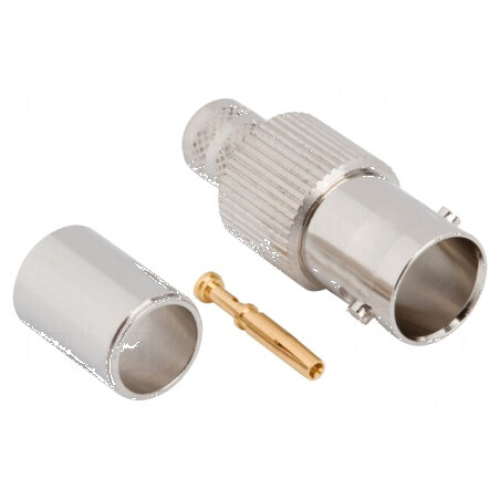 Conector BNC mamă drept 75Ω pentru lipire și crimpare pe cablu | Electronic-mag.ro | Componente Electronice