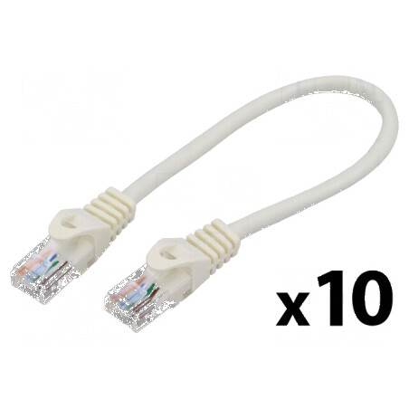 Patch cord U/UTP 5e 0,25m CCA PVC alb 26AWG | Electronic-mag.ro | Componente Electronice