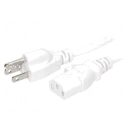 Cablu IEC C13 mamă NEMA 5-15 (B) 1,5m alb 3x18AWG PVC | Electronic-mag.ro | Componente Electronice