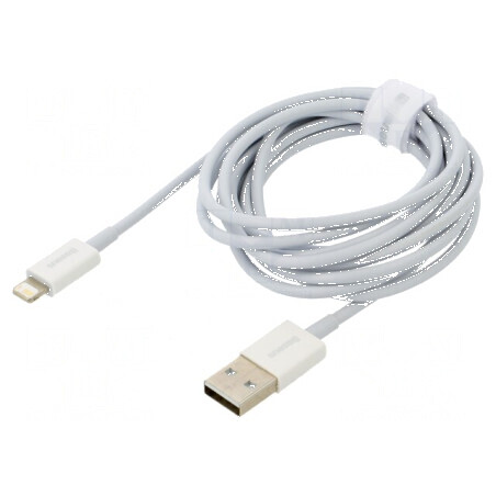 Cablu Apple Lightning USB A 2m alb textil 2,4A | Electronic-mag.ro | Componente Electronice