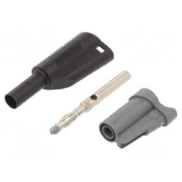 Conector banană 4mm 36A 1kVAC negru cu izolație 58,9mm | Electronic-mag.ro | Componente Electronice