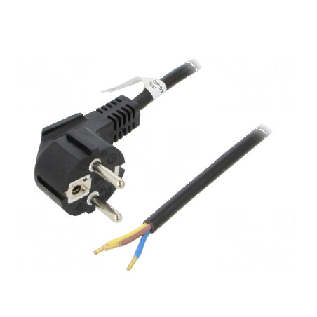 Cablu CEE 7/7 (E/F) ştecăr în unghi 1,5m PVC negru | Electronic-mag.ro | Componente Electronice