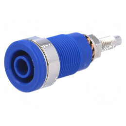 Conector banană 4mm soclu 32A 1kV albastru nichelat pentru panou | Electronic-mag.ro | Componente Electronice