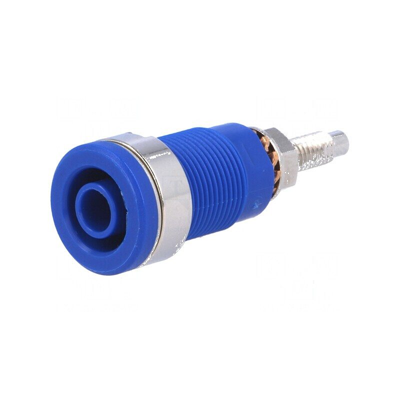 Conector banană 4mm soclu 32A 1kV albastru nichelat pentru panou | Electronic-mag.ro | Componente Electronice