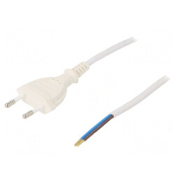 Cablu CEE 7/16 2x0,75mm2 PVC 3m alb 2,5A | Electronic-mag.ro | Componente Electronice