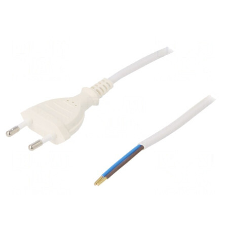 Cablu CEE 7/16 2x0,75mm2 PVC 3m alb 2,5A | Electronic-mag.ro | Componente Electronice