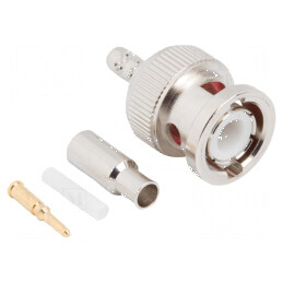 Conector BNC mufă tată drept 50Ω crimpat POM aurit | Electronic-mag.ro | Componente Electronice