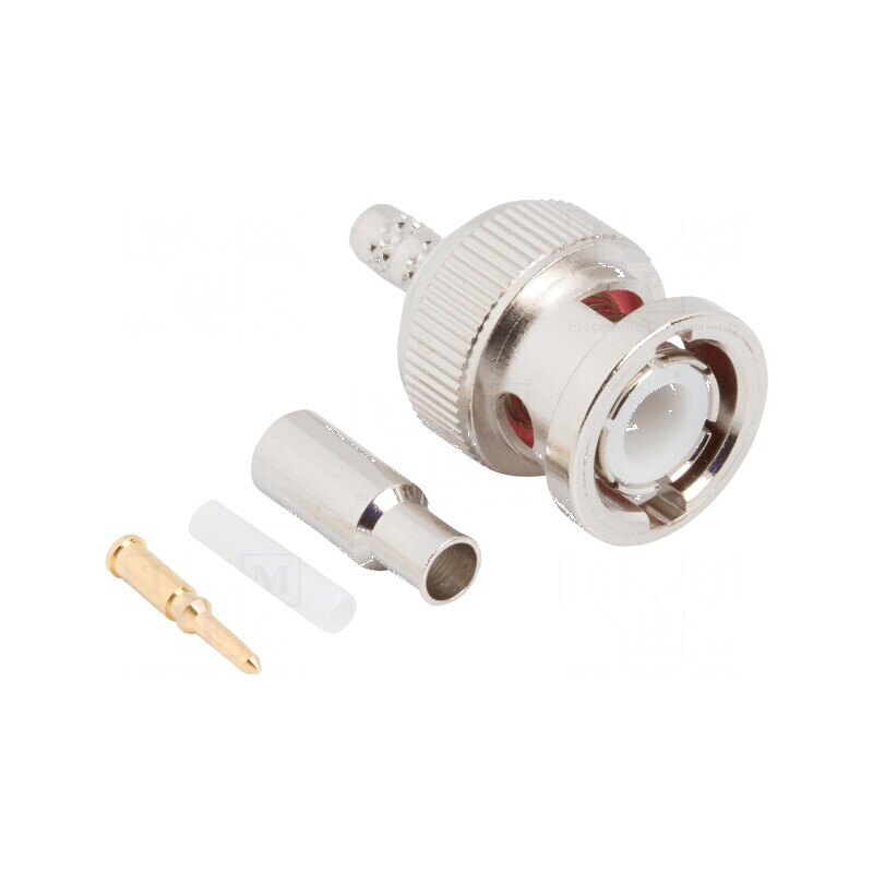 Conector BNC mufă tată drept 50Ω crimpat POM aurit | Electronic-mag.ro | Componente Electronice