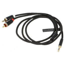 Cablu audio Jack 3,5mm la RCA x2, 1m, aurit, textil | Electronic-mag.ro | Componente Electronice