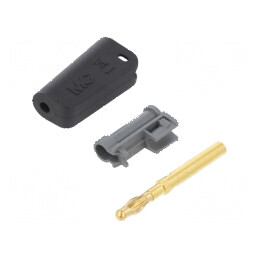 Conector banană 4mm 32A negru aurit pe cablu | Electronic-mag.ro | Componente Electronice
