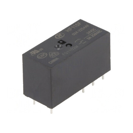 Releu electromagnetic DPDT 24VDC 8A 250VAC HF115F | Electronic-mag.ro | Componente Electronice