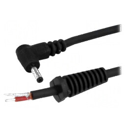 Cablu DC 1,3/3,5 mufă în unghi negru 1,5m 2x1mm² | Electronic-mag.ro | Componente Electronice
