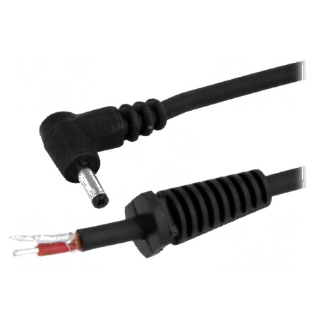 Cablu DC 1,3/3,5 mufă în unghi negru 1,5m 2x1mm² | Electronic-mag.ro | Componente Electronice