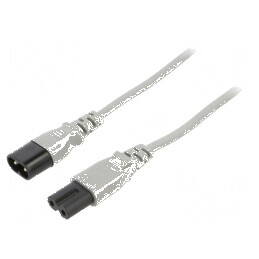 Cablu IEC C7 mamă - IEC C8 tată 3m 2x0,75mm2 gri 2,5A 250V | Electronic-mag.ro | Componente Electronice