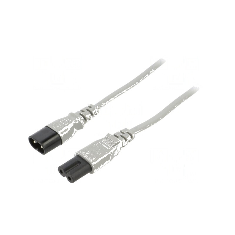 Cablu IEC C7 mamă - IEC C8 tată 3m 2x0,75mm2 gri 2,5A 250V | Electronic-mag.ro | Componente Electronice Cablu IEC C7 mamă - IEC C8 tată 3m 2x0,75mm2 gri 2,5A 250V | Electronic-mag.ro | Componente Electronice