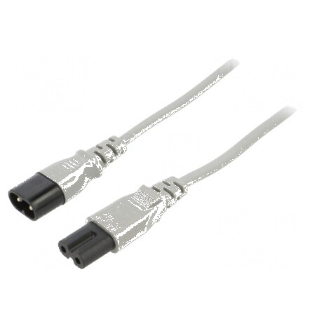 Cablu IEC C7 mamă - IEC C8 tată 3m 2x0,75mm2 gri 2,5A 250V | Electronic-mag.ro | Componente Electronice