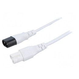 Cablu IEC C7 mamă - IEC C8 tată, 3m, 2x0,75mm², 250V, alb | Electronic-mag.ro | Componente Electronice