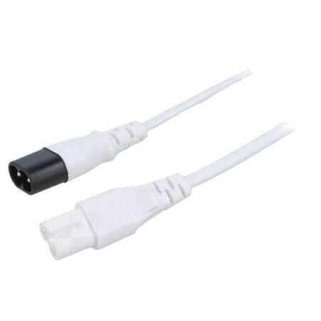 Cablu IEC C7 mamă - IEC C8 tată, 3m, 2x0,75mm², 250V, alb | Electronic-mag.ro | Componente Electronice