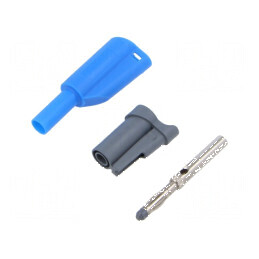 Conector banană 4mm 36A 1kVAC albastru cu izolație | Electronic-mag.ro | Componente Electronice