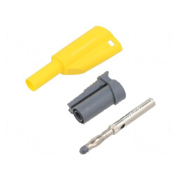 Conector banană 4mm 36A 1kVAC galben cu izolație | Electronic-mag.ro | Componente Electronice