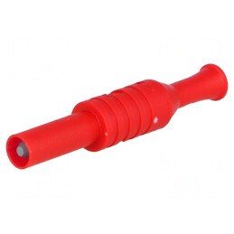 Conector banană 4mm roşu 36A 1kVAC cu izolaţie 63mm | Electronic-mag.ro | Componente Electronice
