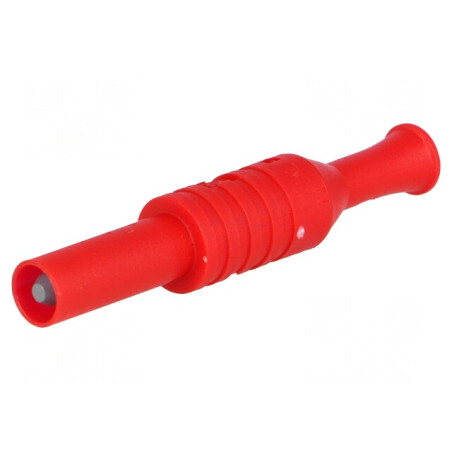 Conector banană 4mm roşu 36A 1kVAC cu izolaţie 63mm | Electronic-mag.ro | Componente Electronice