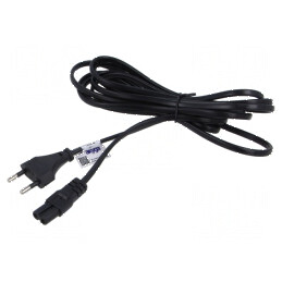 Cablu 2x0,5mm2 CEE 7/16 mufă IEC C7 mamă PVC 3m negru | Electronic-mag.ro | Componente Electronice