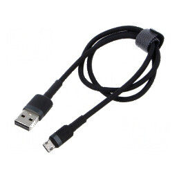 Cablu USB 2.0 0,5m negru textil, High Speed, 2,4A | Electronic-mag.ro | Componente Electronice