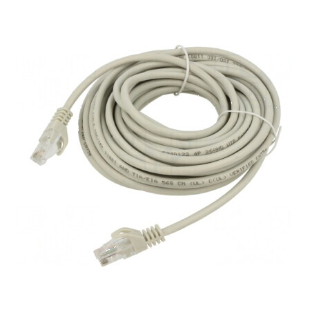 Cablaj rețea U/UTP 5e CCA gri 10m cu mufe RJ45 la ambele capete | Electronic-mag.ro | Componente Electronice