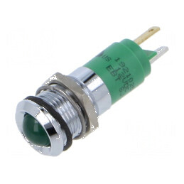 Lampă LED convexă verde 12VDC Ø14mm metal/plastic | Electronic-mag.ro | Componente Electronice