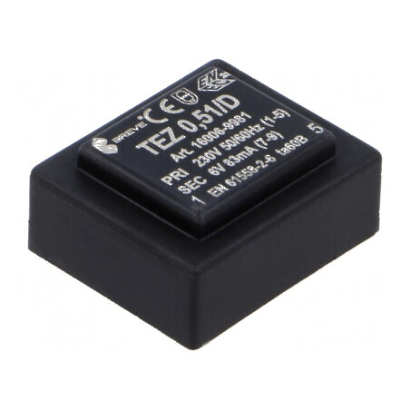 Transformator încapsulat 0,5VA 230VAC 6V PCB IP00 TEZ 28mm | Electronic-mag.ro | Componente Electronice