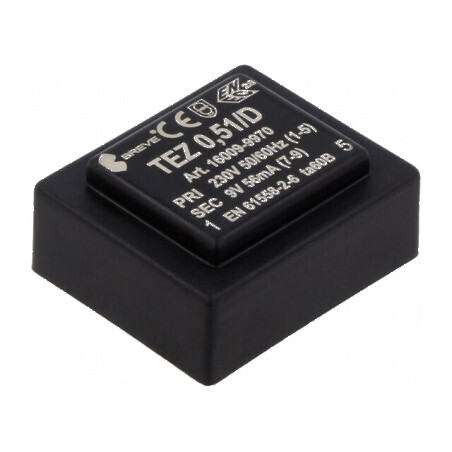Transformator încapsulat 0,5VA 230VAC 9V PCB IP00 TEZ 28mm | Electronic-mag.ro | Componente Electronice