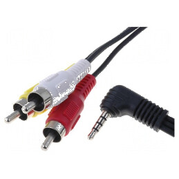 Cablu audio Jack 3,5mm 4pin la RCA 3x, 2,5m | Electronic-mag.ro | Componente Electronice