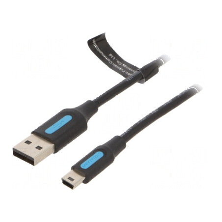 Cablu USB 2.0 A la B mini, 3m, negru, nichelat | Electronic-mag.ro | Componente Electronice