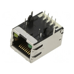 Conector RJ45 soclu PIN 8 ecranat cu diodă LED THT | Electronic-mag.ro | Componente Electronice