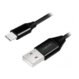 Cablu USB 2.0 A la C 0,3m negru PVC textilă | Electronic-mag.ro | Componente Electronice
