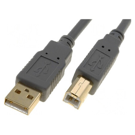 Cablu USB 2.0 A la B 3m gri aurit Fire: Cu | Electronic-mag.ro | Componente Electronice