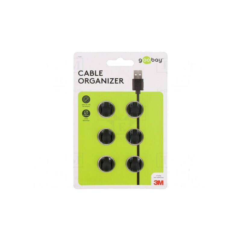 Set prindere autoadezivă neagră 6 buc 5,3mm | Electronic-mag.ro | Componente Electronice