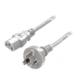 Cablu 3x1mm2 AS/NZS 3112 IEC C13 mamă PVC 1m gri | Electronic-mag.ro | Componente Electronice